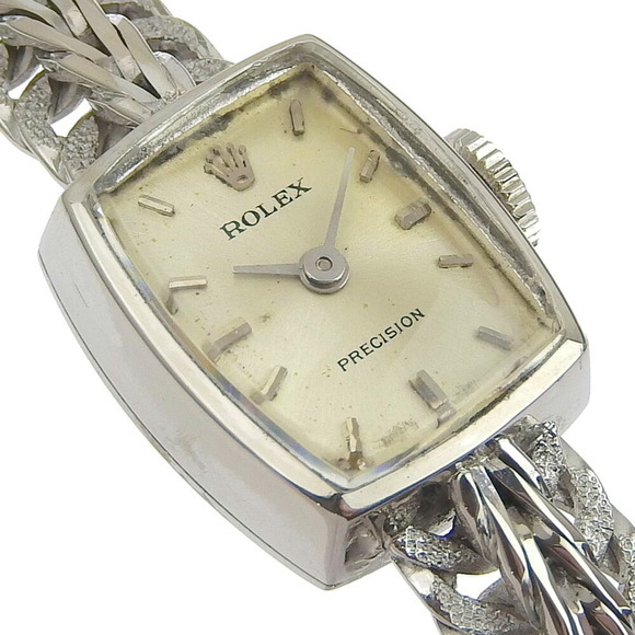 Rolex Precision cal.1800 K18 White Gold Manual Winding Women's Silver Dial Watch - Picture 2 of 7